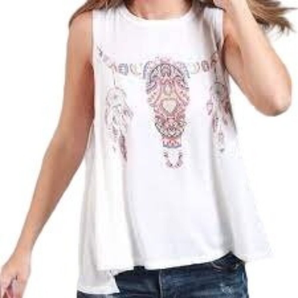 Show Me Your Mumu Longhorn White Tank Top